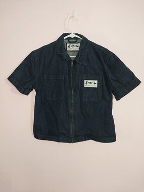 Moth Collective New Without Tags Dark Denim Zip-Front  Shirt Jacket - Navy